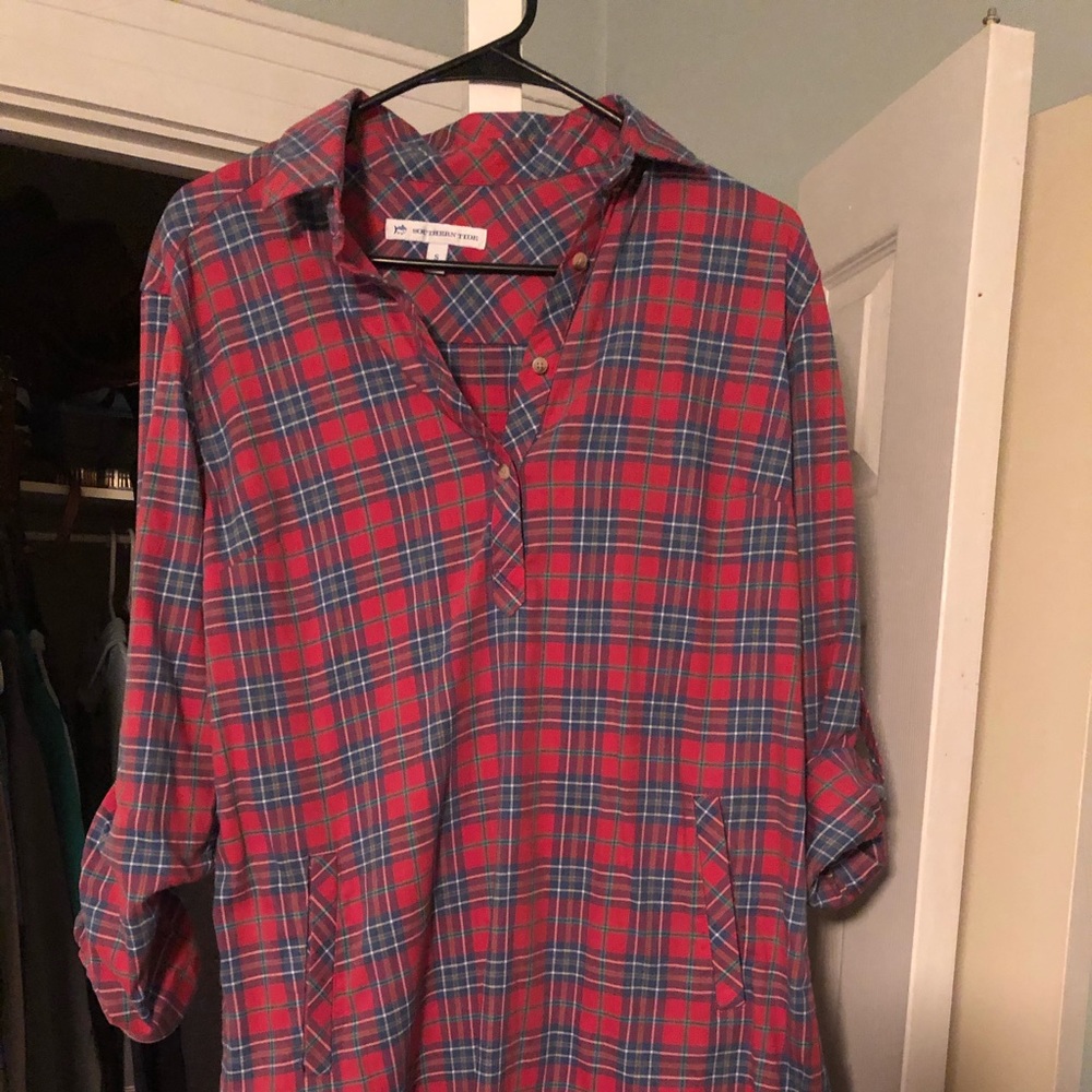 Southern Tide plaid dress.